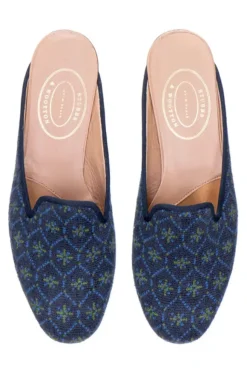 Bath Navy Needlepoint Mule (Women)