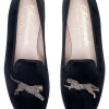 Cheetah Black Velvet Slipper (Women)