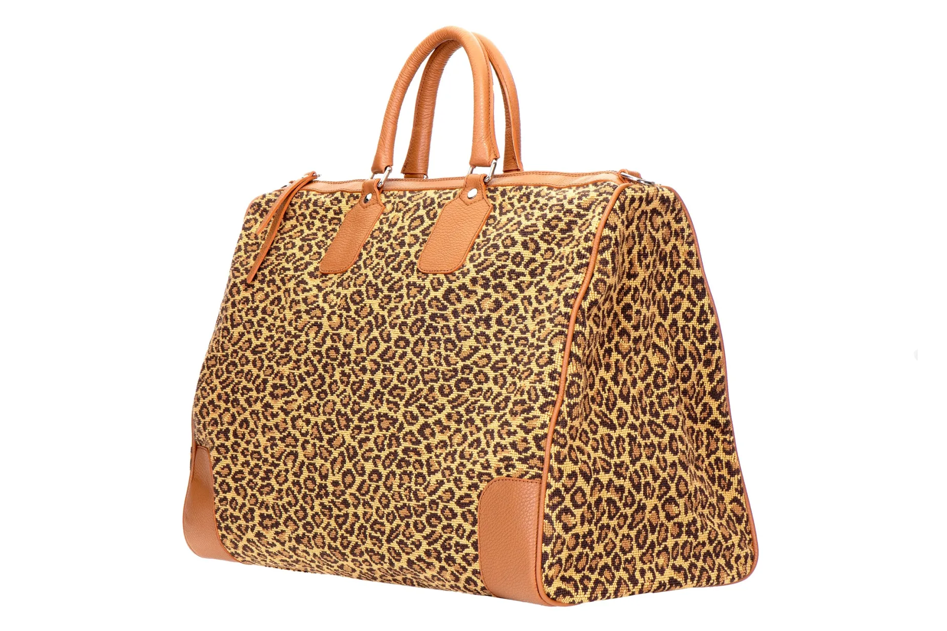 Jane Leopard Needlepoint Weekender