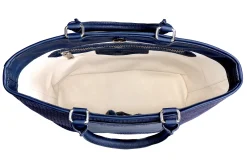 Navy Raffia Midi Tote