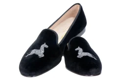 Zebra Black Velvet Slipper (Men)