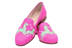 Zebras Fuchsia Linen Slipper (Women)