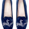 Zebras Navy Velvet Slipper (Men)