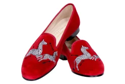 Zebras Red Velvet Slipper (Men)